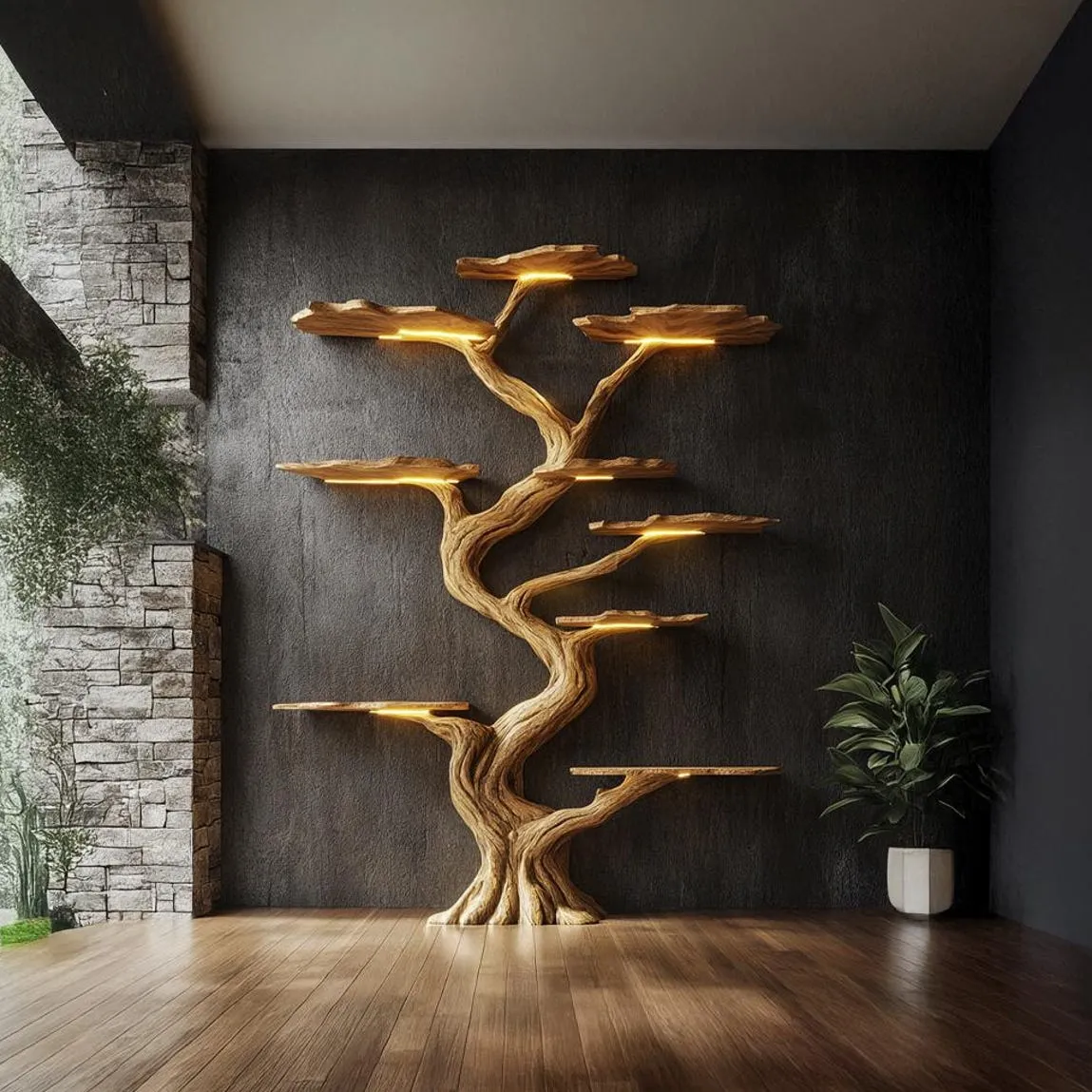 Tree Bookshelf, Solid Wood Nursery Wall Bookcase