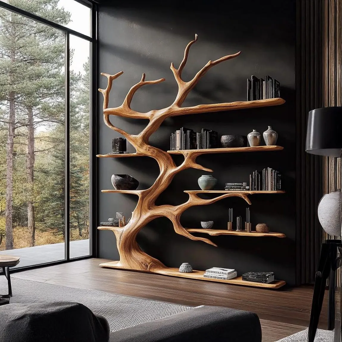 Tree Branch Bookshelf, Solid Wood Tree Wall Art